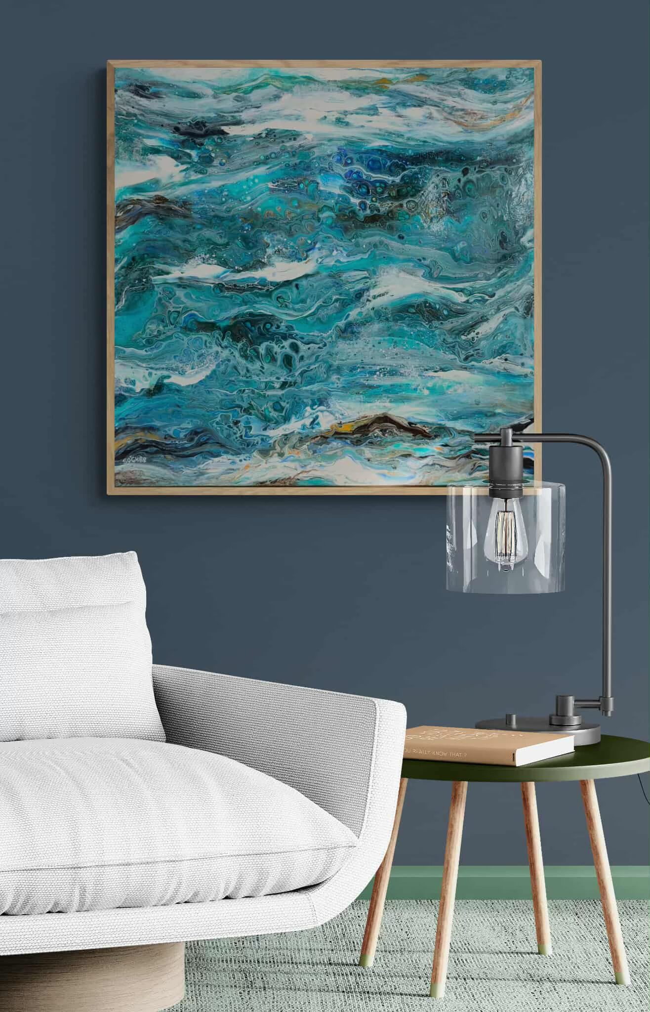 Canapé blanc - tableau marine